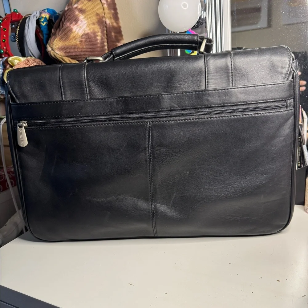 Vintage Genuine Leather Black Briefcase Black Leather